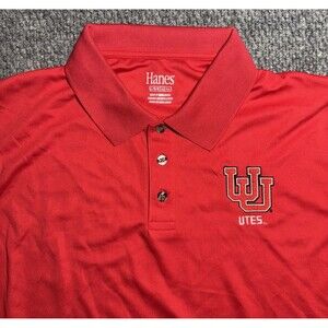 Utah Utes Golf Polo Shirt Hanes NCAA Red Men’s Size Large Brand New With Tags